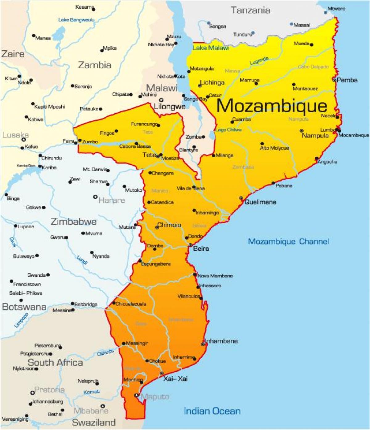 mapa de Moçambic