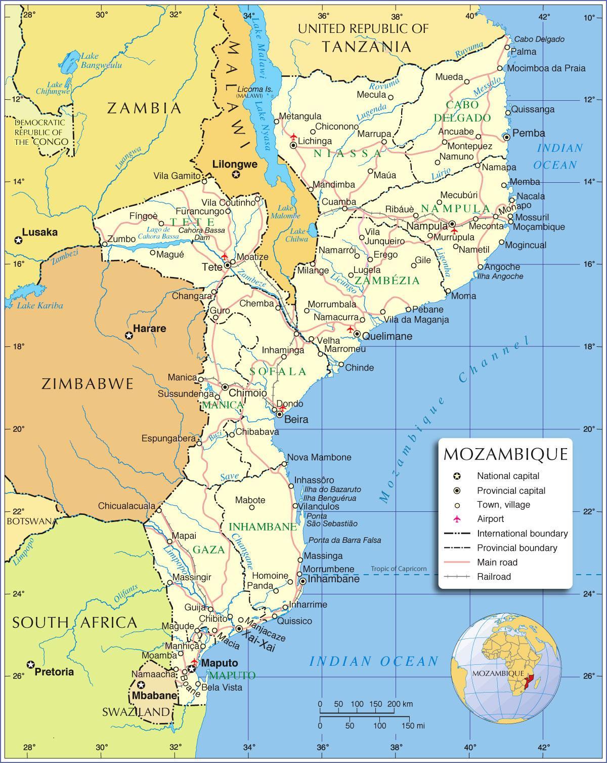 Moçambic rius mapa