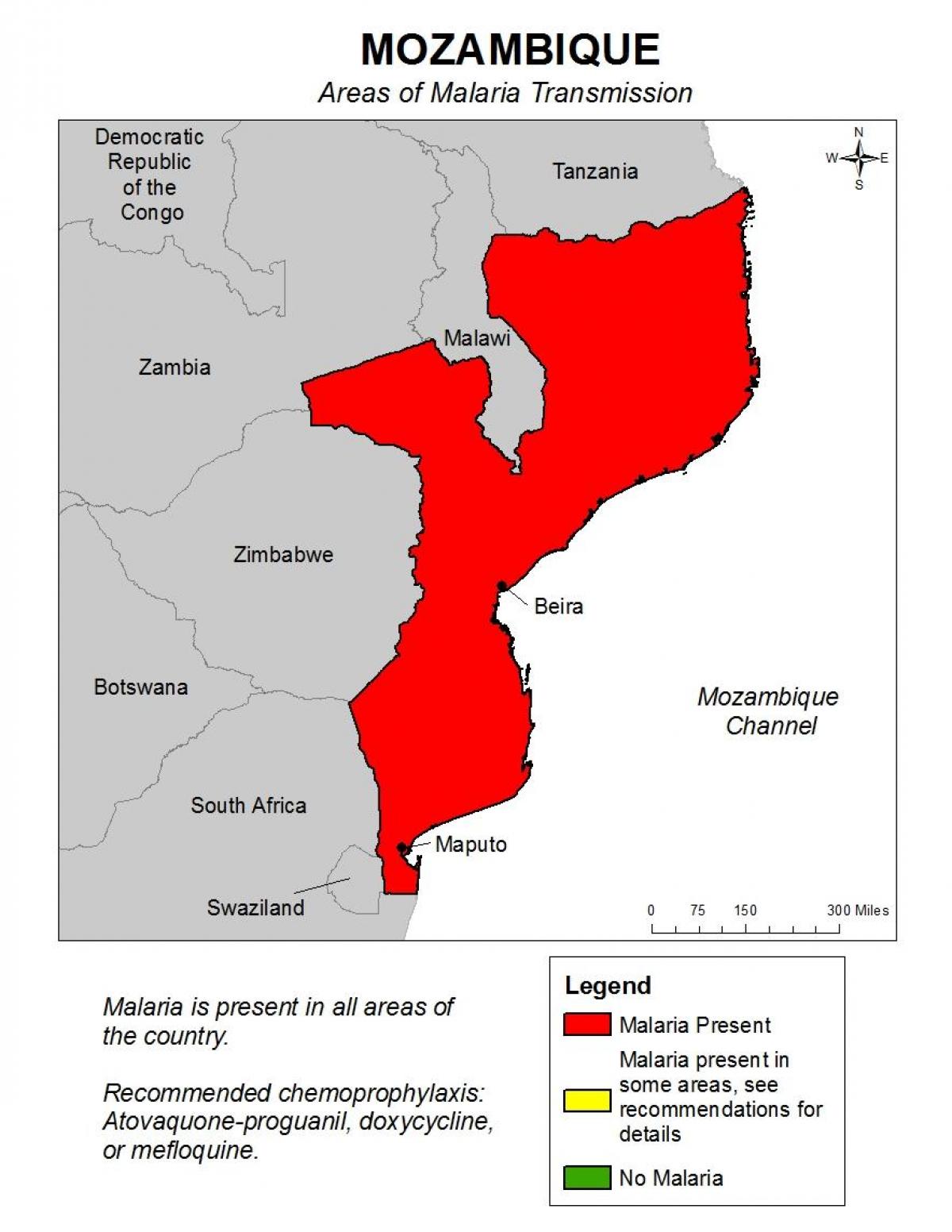 mapa de Moçambic malària